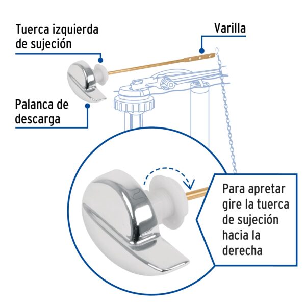 Palanca lateral cromada para WC