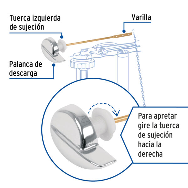 Palanca lateral cromada para WC