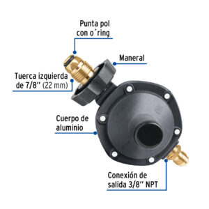Regulador de gas rosca manual baja presion Foset