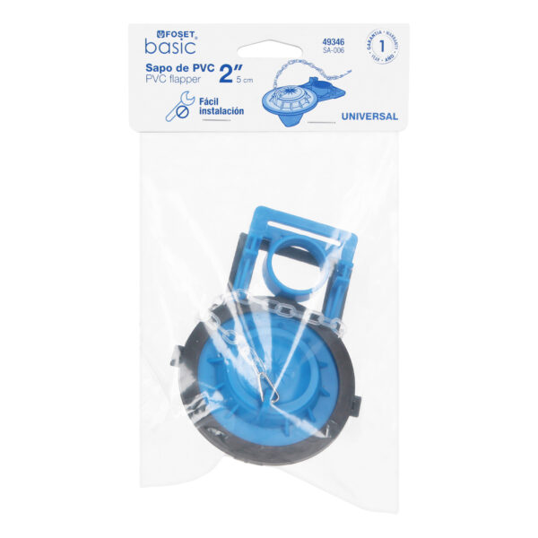 Sapo 2" para WC PVC Azul con cadena plastica