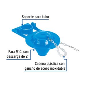 Sapo 2" para WC PVC Azul con cadena plastica