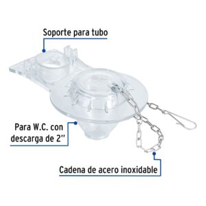 Sapo para WC PVC transparente con cadena inoxidable 2