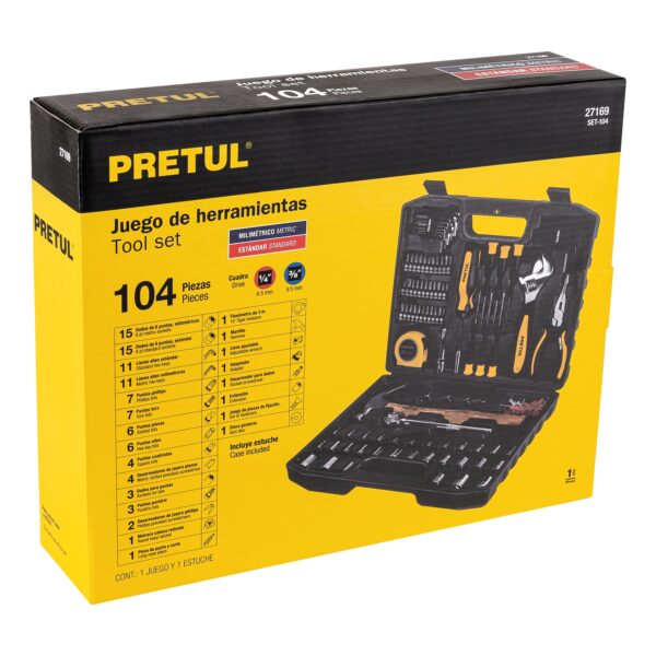 Kit Juego de herramientas para mecanica 104 piezas Pretul