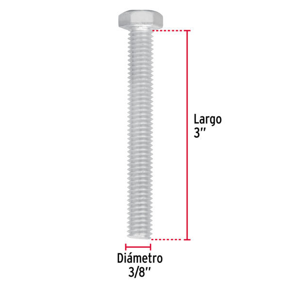 Tornillo tipo maquina, 3/8 x 3", bolsa con 40 pzas