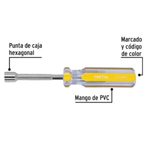 Desarmador de caja 5/16" mango de PVC Pretul