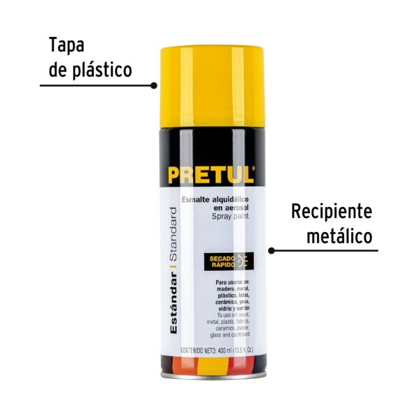 Pintura (Esmalte acrilico) aerosol, amarillo canario,Pretul