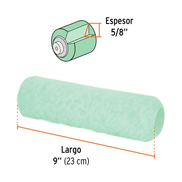 Repuesto para rodillo para pintar, felpa 9 x 5/8", lisa