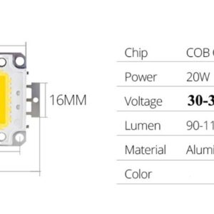 Chip Led Cob 20W Blanco Frio