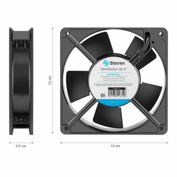 Ventilador de 6 pulgadas 120vca 14w de metal