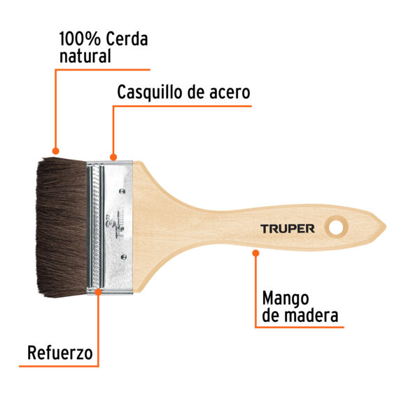 Brocha pelo de camello, mango de madera, 3"