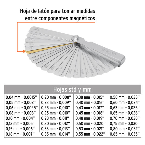 Calibrador de 32 hojas std / mm