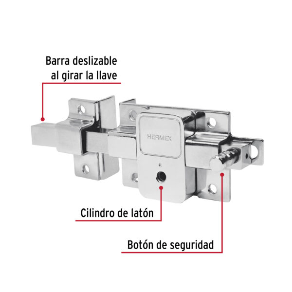 Cerradura barra llave tetra izquierda