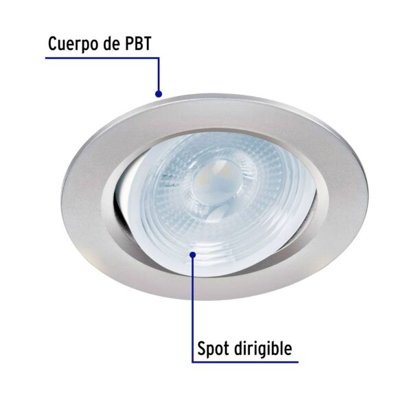 Empotrado, redondo, 5 W, 6500k, LED, plata