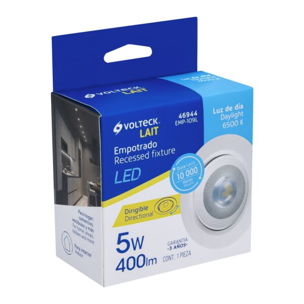 Empotrado, redondo, 5 W, 6500k, LED, blanco