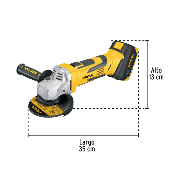 Esmeriladora angular inalambrica 4-1/2', 20 V, Pretul