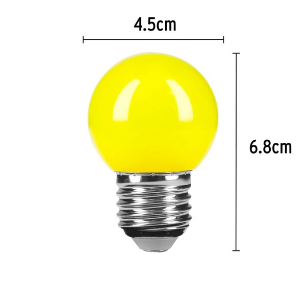 Lampara de LED, G45, 127 V, 1 W, amarillo