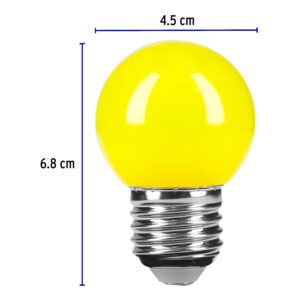 Lampara de LED, G45, 127 V, 1 W, amarillo