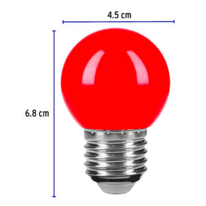 Lampara de LED, G45, 127 V, 1 W, color rojo