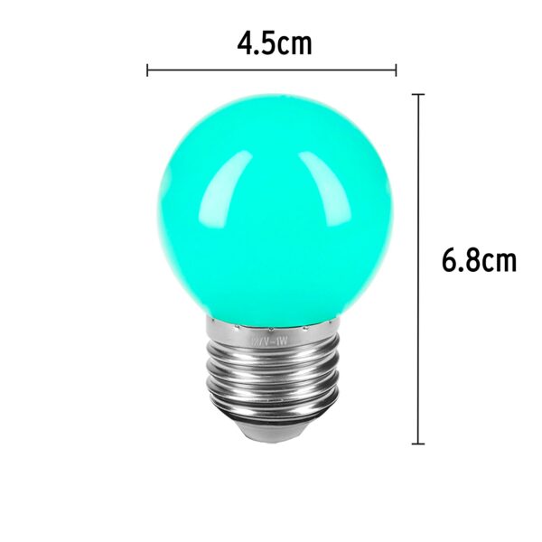 Lampara de LED, G45, 127 V, 1 W, verde