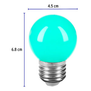 Lampara de LED, G45, 127 V, 1 W, verde