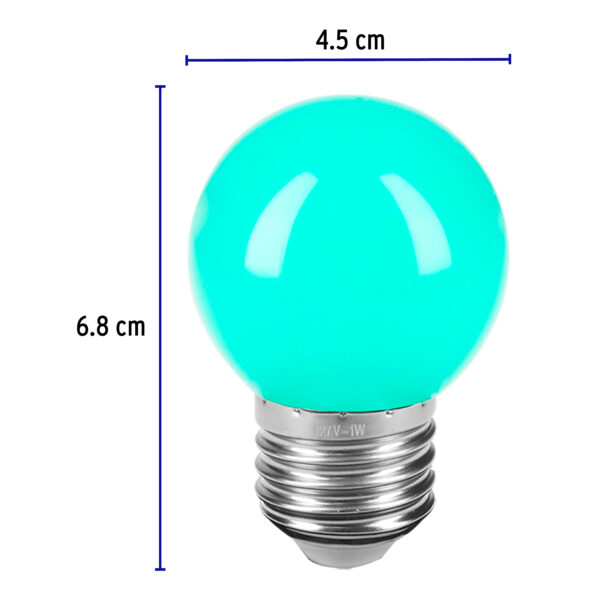 Lampara de LED, G45, 127 V, 1 W, verde