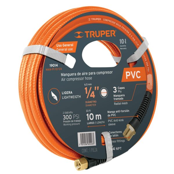 Manguera de PVC, baja presion, 10 m, 1/4"