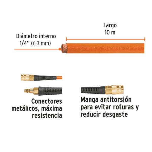 Manguera de PVC, baja presion, 10 m, 1/4"