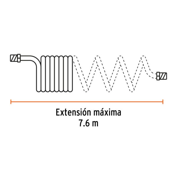 Manguera de 7.6 m tipo resorte 1/4" para compresor, Truper