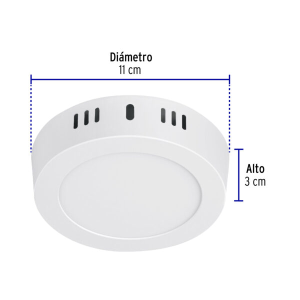 Plafon redondo, moderno, 6W, 6500K, LED, blanco