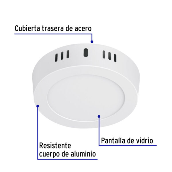 Plafon redondo, moderno, 6W, 6500K, LED, blanco