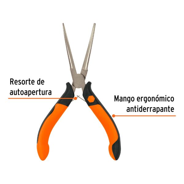 Pinza de punta de aguja 5", mango comfort grip