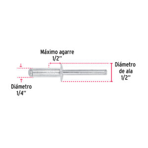 Remaches con espiga, 6.4x19.1mm, bolsa con 50 pzas