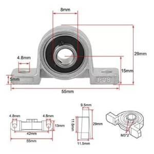 Chumacera De Piso Cojinete 8mm Cnc Kp08