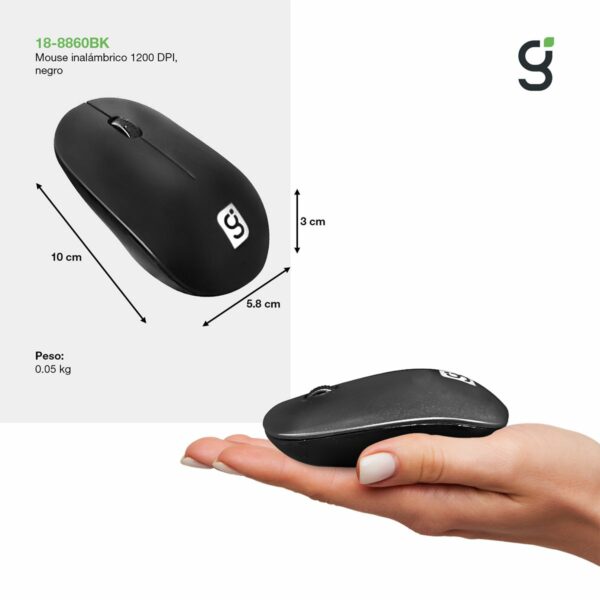 Mouse óptico inalámbrico negro de 1200 DPIS