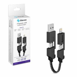 Cable / Adaptador 4 en 1, USB/USB C a Lightning/USB C