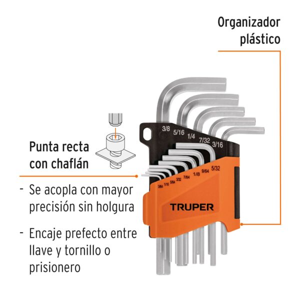 Juego de 13 llaves Allen standard con organizador