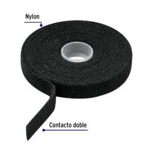 Rollo de 10m de cinta reusable de contacto doble Nylon