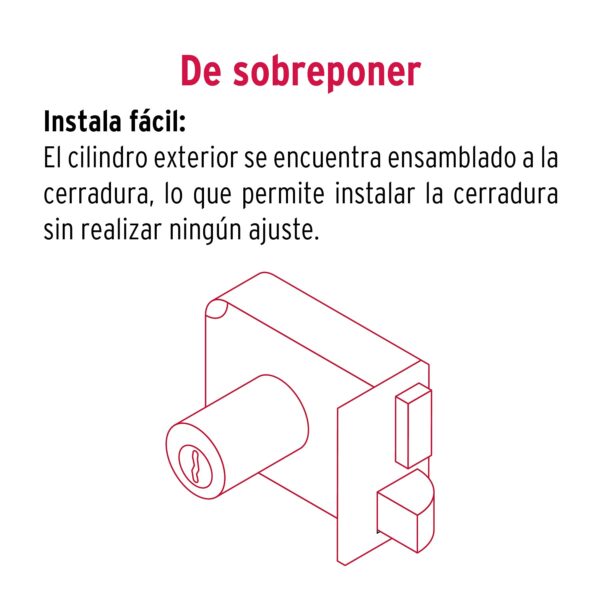 Cerradura de sobreponer llave tetra instalacion facil Derecha