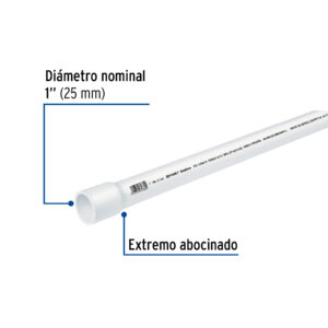 Tubo de PVC hidraulico cedula 40, 1