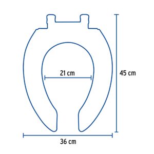 Asiento alargado para WC, abierto,blanco