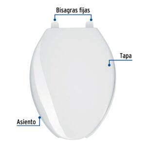 Asiento alargado para WC, abierto,blanco