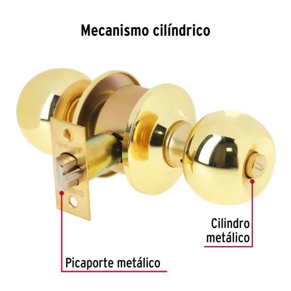 Cerradura pomo, LB, recamara, cilindrica, Hermex Basic