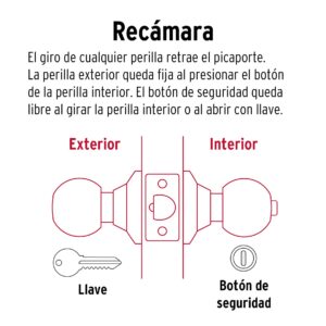 Cerradura pomo, LB, recamara, cilindrica, Hermex Basic