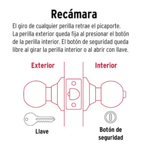 Cerradura tipo esfera, cilindrico, recamara, negro, Basic