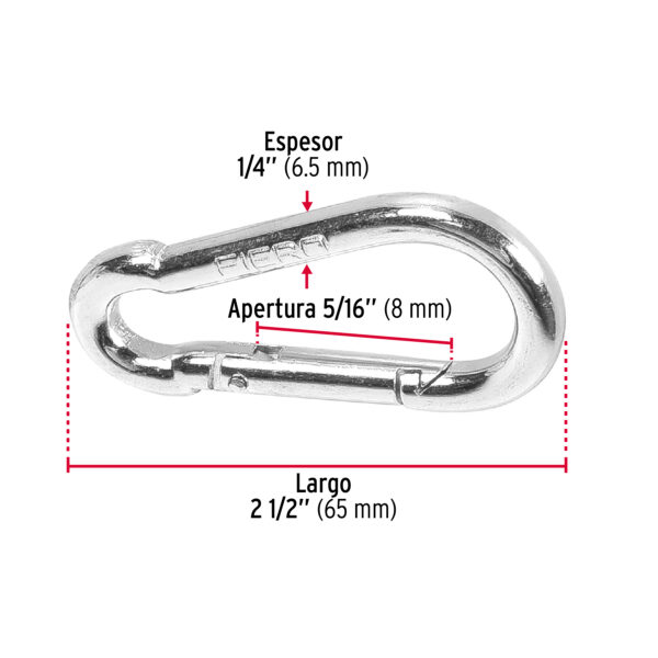 Bandola mosqueton, de acero, 1/4"