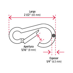 Bandola mosqueton, de acero, 1/4