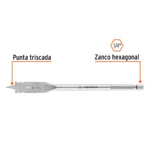 Broca plana de manita, 1/2" , Truper