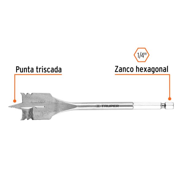 Broca plana de manita, 1" , Truper