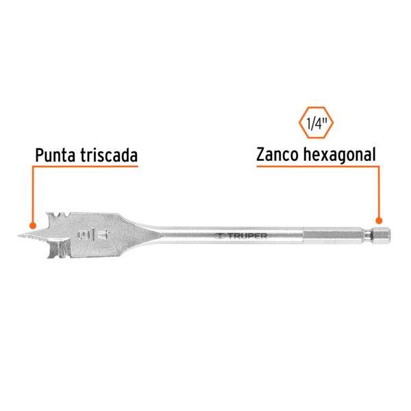 Broca plana de manita, 3/4" , Truper