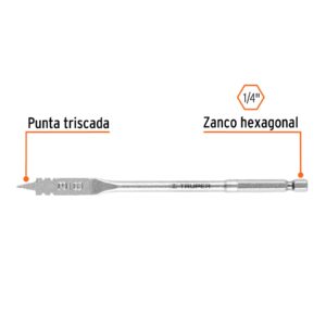 Broca plana de manita, 3/8" , Truper